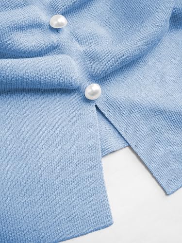 Image of CIDER Faux Pearl Tube Tops for Women Split Hem Knit Crop Y2K Going Out Tops | Cute Ruched Tops, Spring Summer Outfits, Vacation, Concert