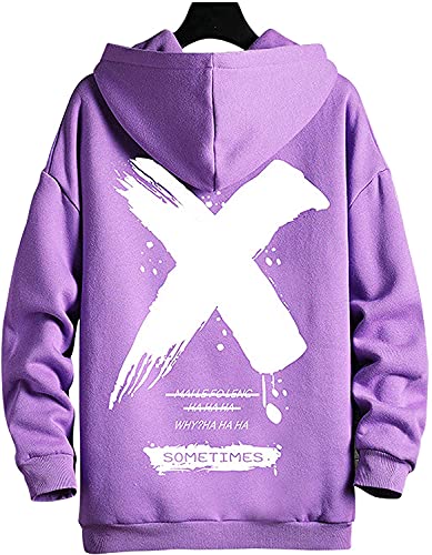 IFIKK Sweat à Capuche Homme Sweatshirt Homme Vetement en Patchwork de Couleur Contrastée Sweat Hood Pull de Manches Longues Poche Kangourou Veste à Capuche (Mauve, L) Cover
