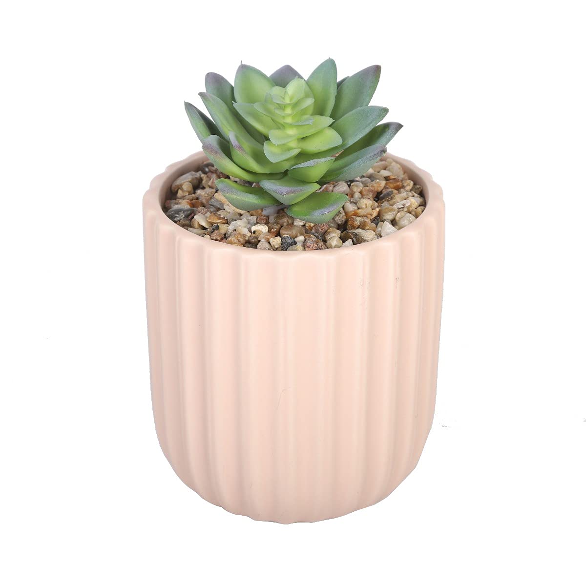 Sleepdown Halo Green Artificial Faux Plant Succulent Pink Textured Pot for Home Office Bathroom Decor Indoor Decoration Aesthetics, Small