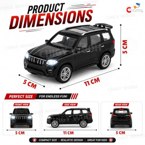 Image of S-Corpio Die-Cast 1:36 Scale Toy Car | Pull Back Action | Openable Doors | Lights & Sound Effects | Detailed Interior | Rubber Tyres | Metal Body Vehicle for Kids (Multi-Color)
