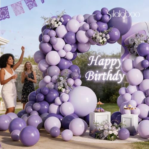 Image of Purple Balloons Arch Kit 155Pcs Lavender 18 10 5 Inch | Light Purple Different Sizes Latex Balloon Garland for Birthday Anniversary Wedding Party Decorations