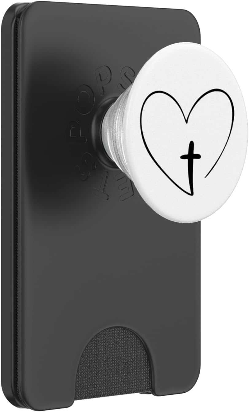 Christian Inspirational Pop Socket - Jesus Cross and Heart PopSockets PopWallet for MagSafe