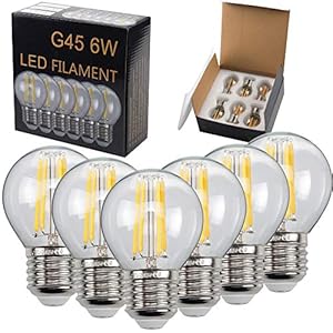 TIANFAN 6-pack led-lamp G45 2700K warm witte gloeilamp met gloeidraad E27 220 / 240V Edison-lamp Kroonluchter Gloeilamp 6 Watt