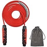Chstarina Springseil Erwachsene, Speed Rope Verstellbar mit Kugellagern und Hautfreundlichen Handgriffe, Länge Einstellbar, Baumwolle Seilspringen für Kinder Fitnes, Training, Boxen, Crossfit (Rot)
