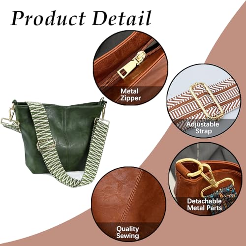 Image of Hobo Bags Vegan Leather Crossbody Bag Guitar Strap Shoulder Purses with Zipper Handbags for Women