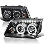 Spec-D Tuning LED + Halo Projector Headlights Black Compatible with 1999-2005 VW Jetta/Bora Mk4, Left + Right Pair Headlamps Assembly