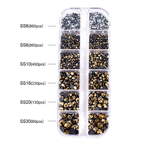 Blinginbox DMC Hotfix Rhinestone 2 Box Total 5200 Pieces Mixed Size Round Crystals Glass Gems for Costume Jewelry Making (Mine Gold) - Image 2
