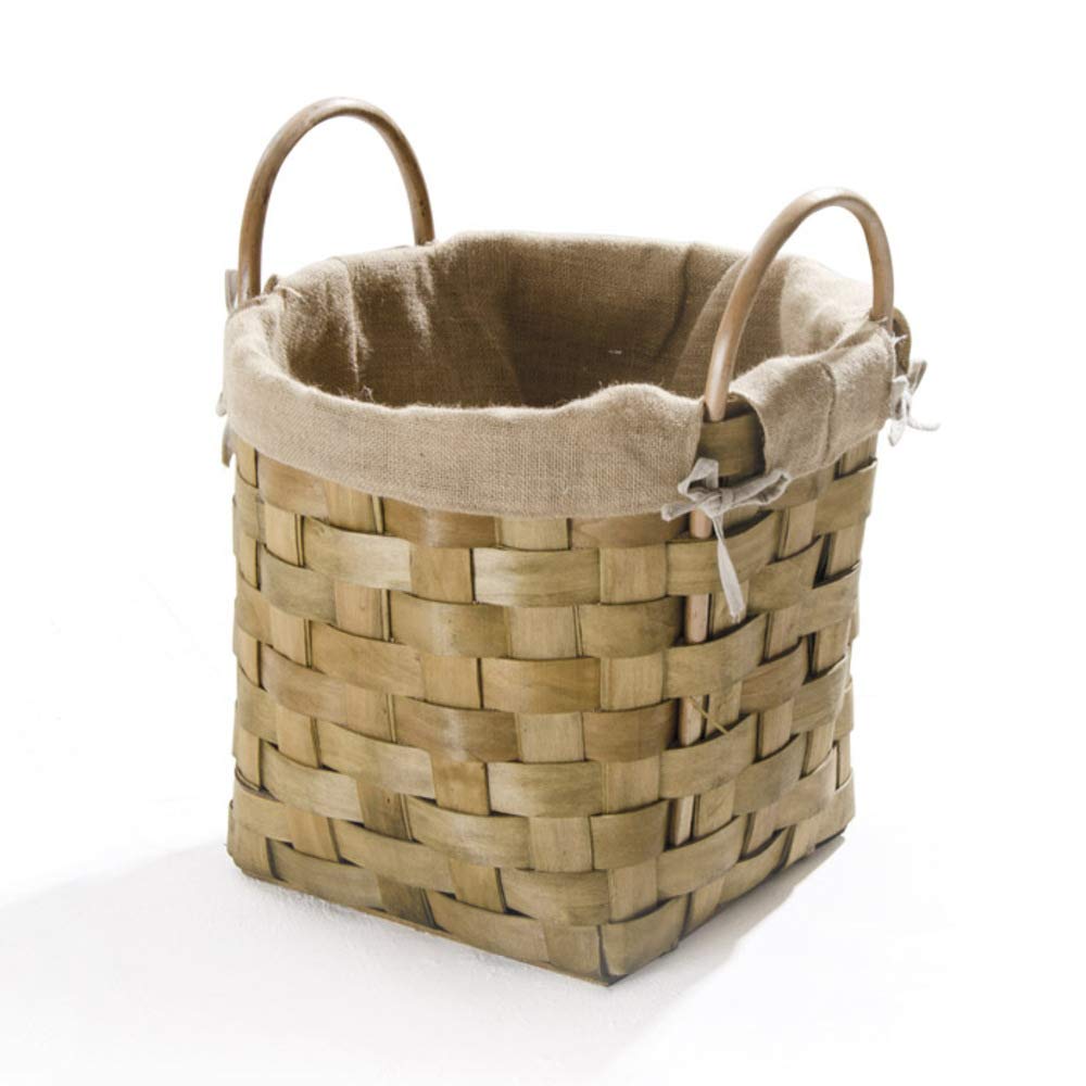 VERDELOOK | Cesta Portalegna Rotonda Intrecciata in Materiale Naturale e Interno in Juta, Diametro 45 cm, Altezza 41/55 cm, Cestino per Legna
