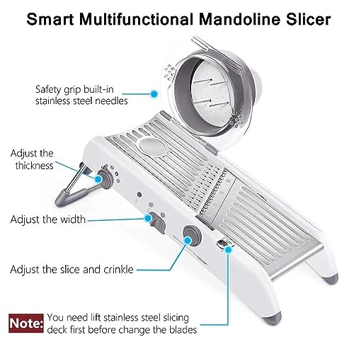 Cortador de mandolina ajustable, cortador de juliana 4 en 1 de acero inoxidable para cortar verduras, frutas y más