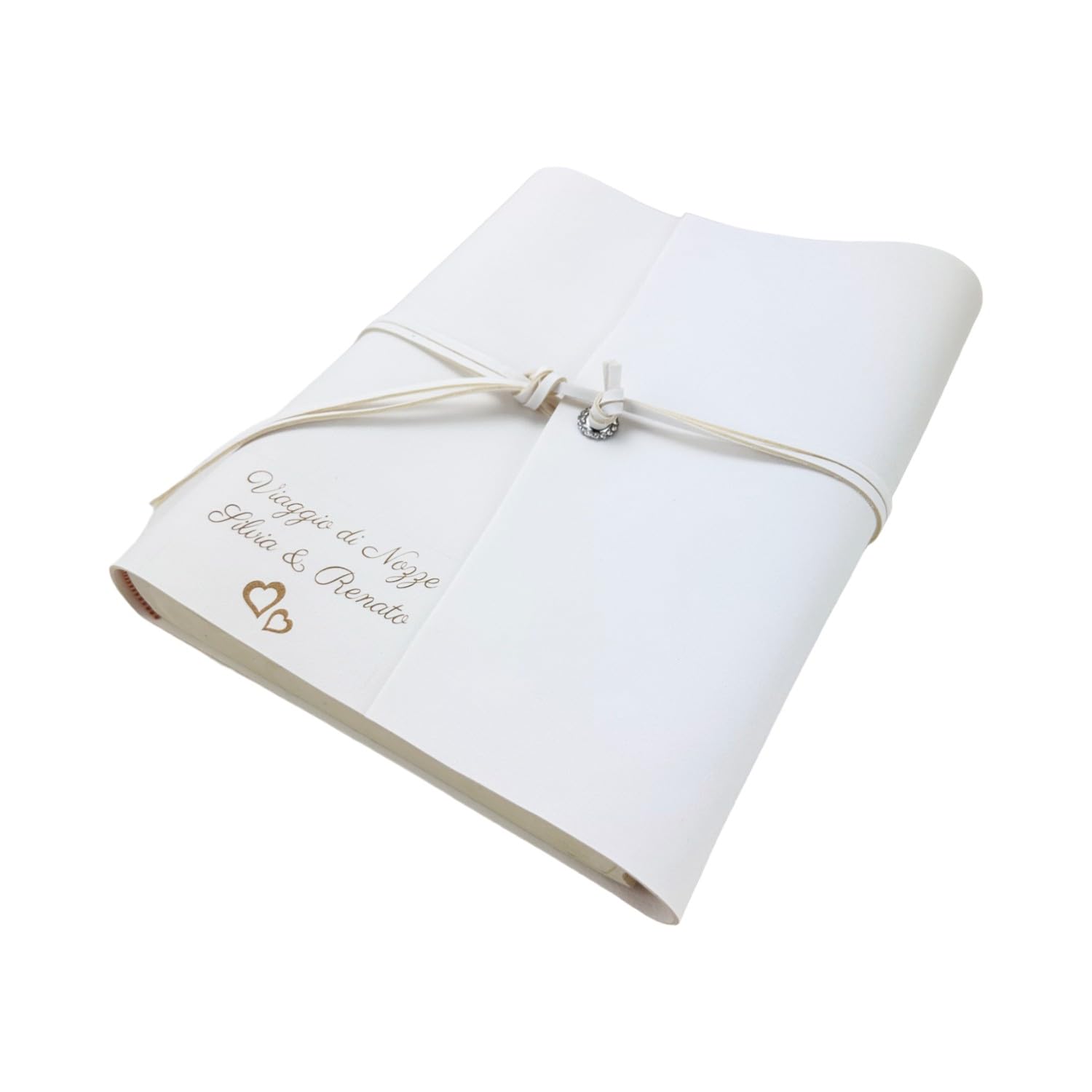 Album fotografico - Double Soft - Artigianale in ecopelle, personalizzabile con incisione. classico con velina, Matrimonio, Compleanno, Regalo, Wedding, Anniversario (Bianco, Con Incisione)
