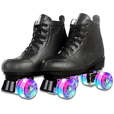 Perzcare Roller Skate Shoes for Women&Men Classic Honeycomb PU Leather High-top Quad Roller Skates for Beginner, Professional Indoor&Outdoor Four-Wheel Shiny Roller Skates for Girls Unisex Cover