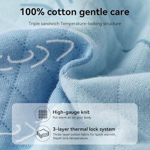 Image of Baby Sleep Sack 0-6 Months 1.5 Tog Baby Wearable Blanket 100% Cotton Fabric Warm Sleeping sack with 2-Way Zipper Quilted for Infant Newborn Tog Blue Duck