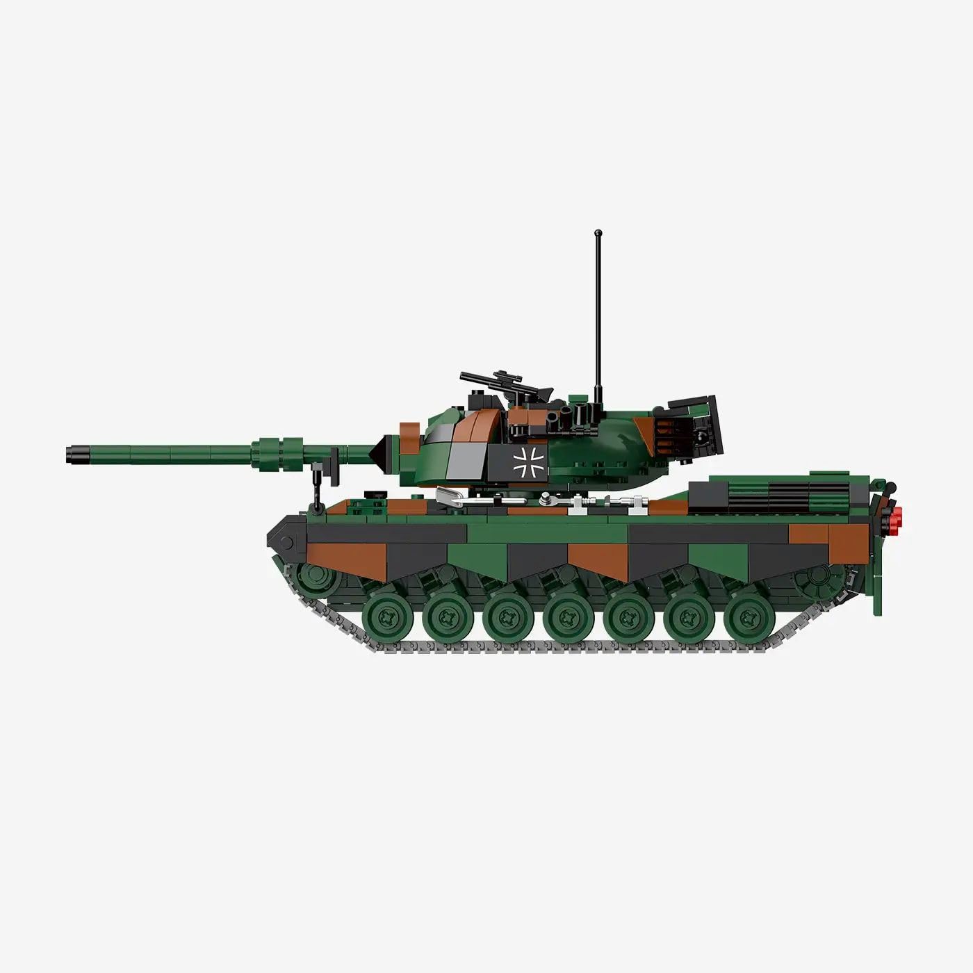 BlueBrixx Kampfpanzer Leopard 1 Bundeswehr, 1237 Klemmbausteine | Zwei Bordwaffen zur Wahl, drehbare Waffenanlage, abnehmbare und öffnbare Luken, 330 x 120 x 170 mm, Tarnoptik, 109770