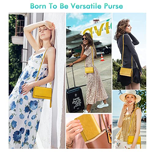 Image of nuoku Women Small Crossbody Bag Cellphone Purse Wallet with RFID Card Slots 2 Straps Wristlet