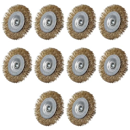 Image of Wheel Brushes 10PCS Rotary Tool Brass Wheel Wire Brush,Wire Wheel Brush Bench Copper,6x50mm Wire Wheel Brush