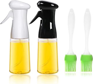2 Pack Pulverisateur Huile d'olive, 7 Oz / 210ml Portable Vaporisateur d'Huile Olive Vinaigre, Vaporisateur de Condiment Liquide avec Brosse, Spray d’Huile pour BBQ, Salade, Cuisson, Barbecue etc