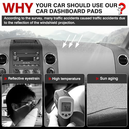 Image of Autorder Dashboard Cover Mat for Ford F150 2004 2005 2006 2007 2008 Accessories Dash Cover Upgrade Velvet Dash Mat Sunshade Glare UV Rays Protector
