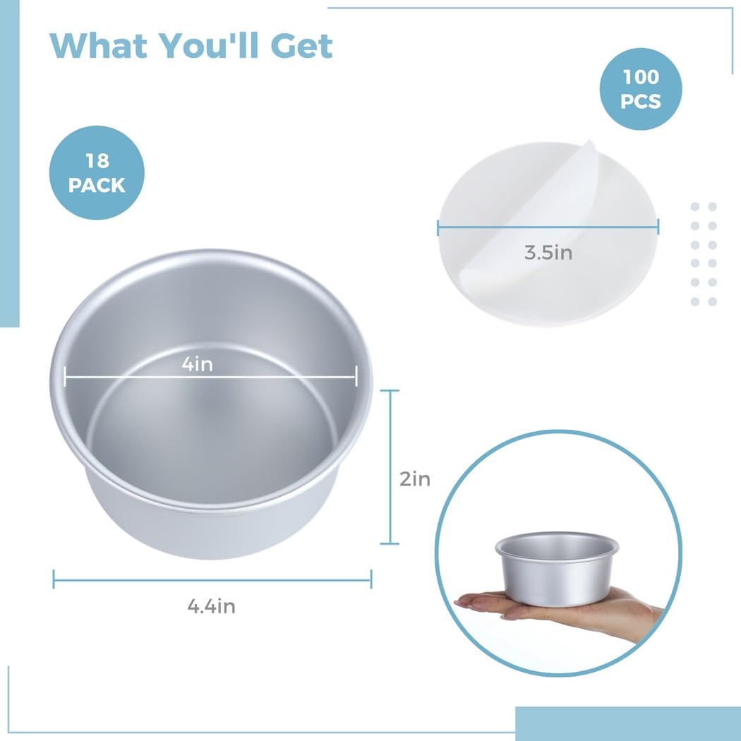 Runde Kuchenformen aus Aluminium für Käsekuchen, Mousse, Schwamm, Chiffon, Pizza, 18 Stück