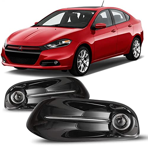 Winjet WJ30-0588-09 for 2013-2017 Dodge Dart Clear Lens Factory Style OE OEM Fitment Replacement Fog Light Set Pair with Wiring and Switch