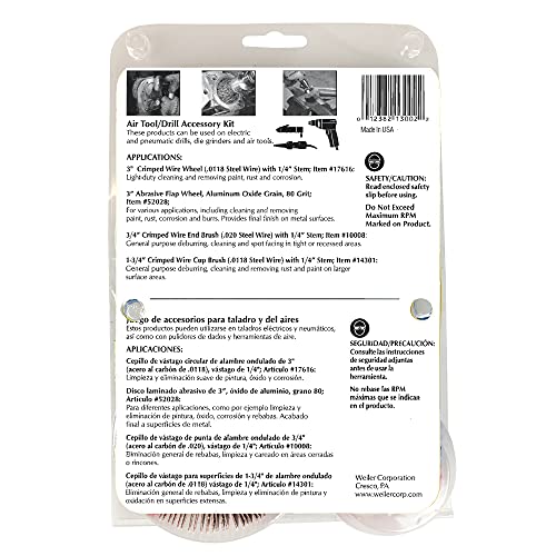 Image of Weiler 13002 Air Tool /Drill Accessory Kit, Retail Pack, Made in The USA