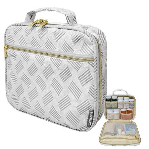 StarPlus2 Medium Travel Pill Bottle Organizer Slim Medicine Bag Carrier for Medications and Medical Supplies - Jacquard Gray