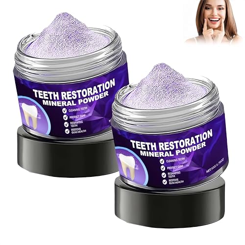 Polvo mineral para restauración de dientes, polvo blanqueador de dientes, cuidado avanzado para limpieza profunda,protección de las encías,fórmula rica en minerales para la salud bucal (2Piezas)
