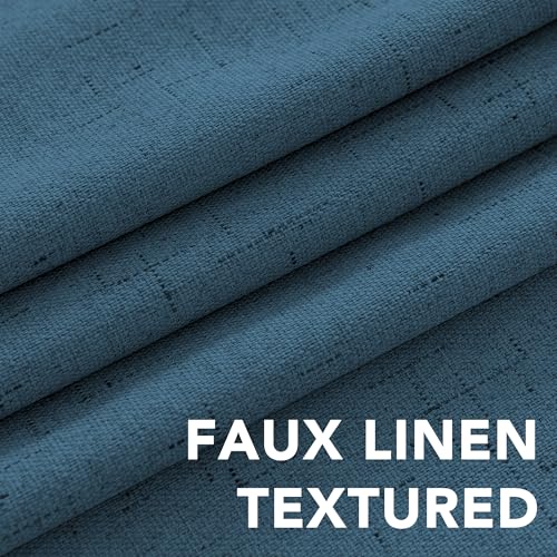 Image of H.VERSAILTEX Linen Blackout Curtains Durable Thick Textured Linen Look 100% Blackout Patio Door Curtain Anti Rust Grommet Extra Wide Sliding Door Curtain Panel, Blue Sapphire, W100 x L96 inch