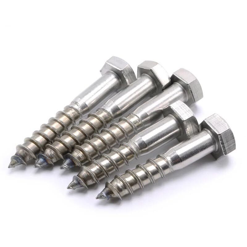 10pcs/lot M6 M8 GB5285 DIN571 Hexagon Head Wood Screws Stainless Steel Self-Tapping Screws Exrernal Hex Screw - (Size: M6X100 10PCS)