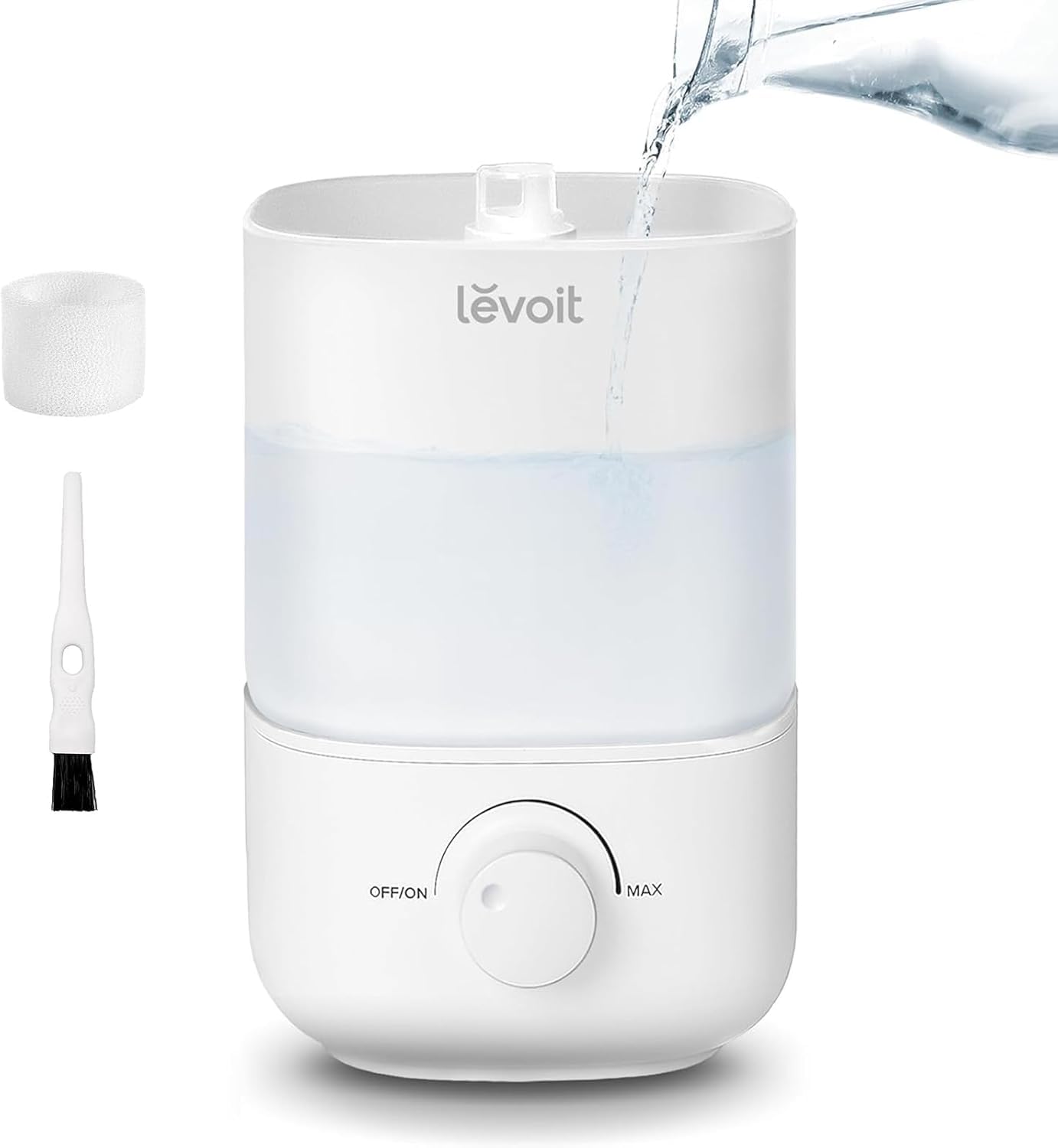 LEVOIT Humidificateur d'air bébé Top-Fill, 2.5 L Jusqu'à 25H, 23 dB Silencieux, Arrêt Auto, Buse à 360°, Mini Conception avec Bouton facile à utiliser sans BPA pour Chambre, Blanc
