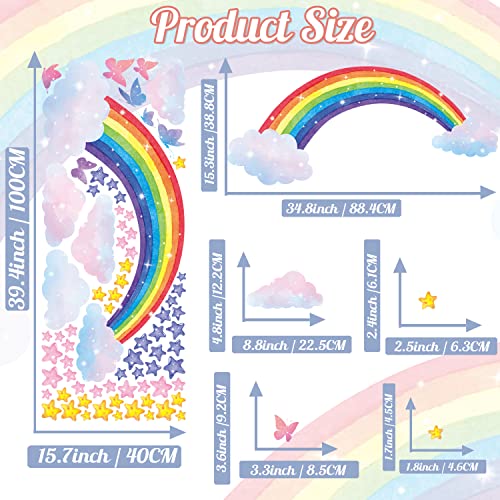 Kokolap Watercolor Rainbow Wall Decals,Colorful Rainbow Star Wall Stickers Nursery Decor,Peel And Stick Butterflies Clouds Vinyl Wall Sticker For Baby Room Kids Bedroom Living Room Playroom Home Decor #TOP6