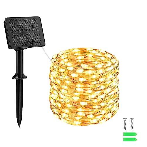 cshare ソーラー LED ストリングライト LED イルミネーションライト 100LED 10m IP65防水 8点灯モード 夜間自動点灯 キャンプ用 ガーランドライト LEDイルミネーションライト 屋外 室内 ストリングライト フェアリーライト ledガーデンライト クリスマス/パーティー/新年/祝日/結婚式/学園祭屋外/室外/室内/庭対応 屋外照明 ソーラーライト 屋外