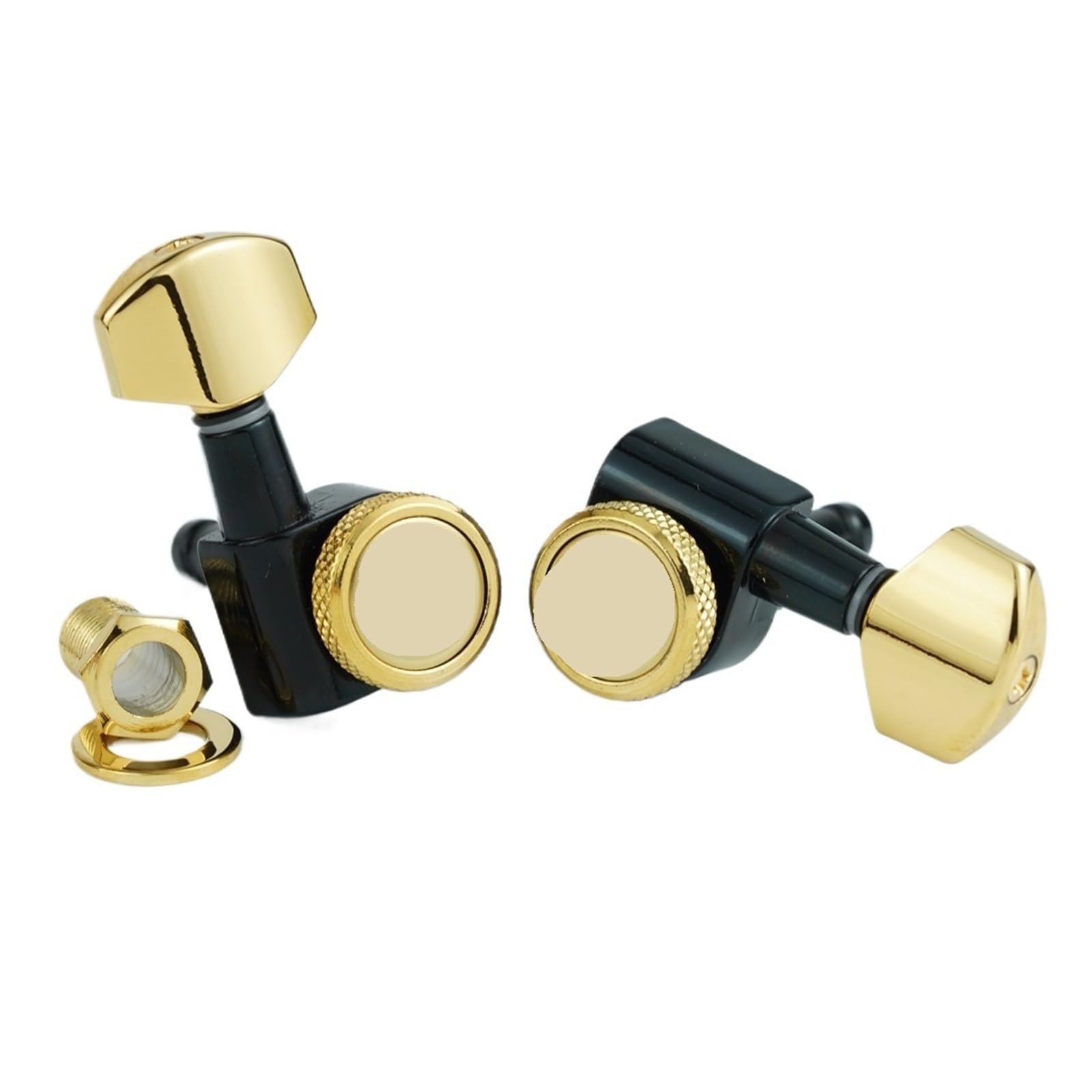 Gitarre Locking Tuners-1:18 Lock String Tuning Key Pegs Schwarz Goldene Maschine Kopf for ST TL SG LP(BKGD 6R)