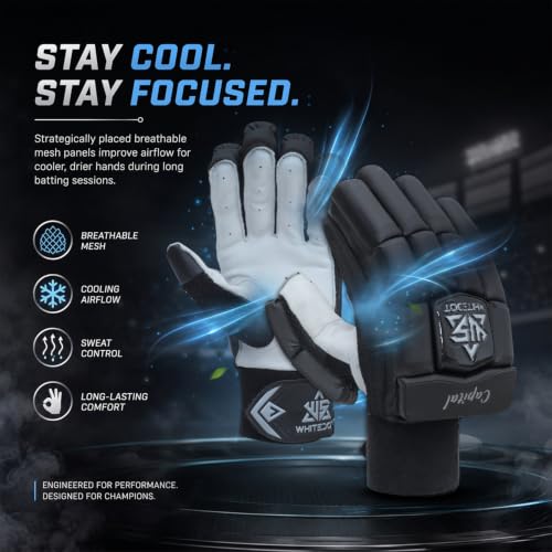 Image of Whitedot Capital PU Cricket Batting Gloves (Black Mens /Adult Right Hand)