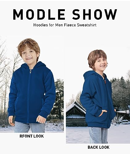 Image of GEEK LIGHTING Boys Sherpa Lined Hoodie Kids Fleece Sweatshirt Full Zip Hooded Jacket