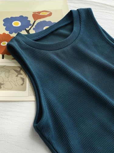 Image of Toochki Women's Ribbed Crop Tank Top | Stretchy Sleeveless Round Neck Fitted Top for Casual