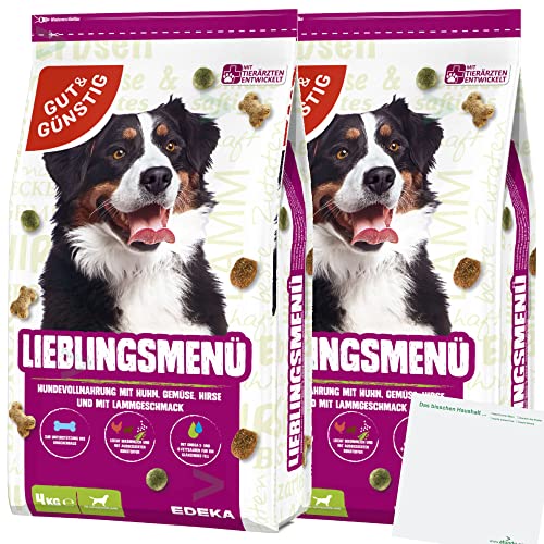 Gut&Günstig Hundefutter Lieblingsmenü Lamm-Reis-Gemüse 2er Pack (2x4kg Sack) + usy Block