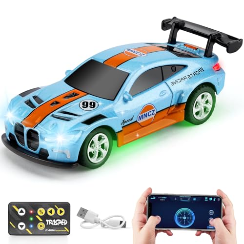 SASBSC Mini RC Toy Cars for Boys Kids Adults, 2.4GHz APP Remote Control Car with Lights and 3 Speed Modes, 1/64 Race Toy Car Rechargeable for Boys Ages 5-7 8-12,Birthday Gifts for Kids