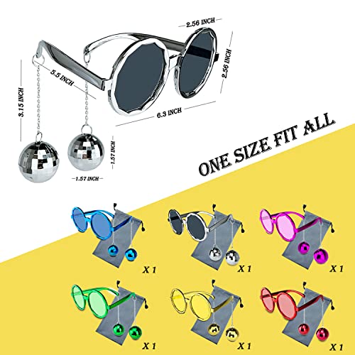 POPCIEL 6 Pack Retro Disco Ball Sunglasses Novelty Glasses, Costume Sunglasses Funny Party Sunglasses for Women Man2