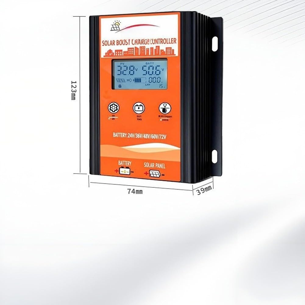 MPPT Regulador de carga solar 500 W para sistemas de 24 V-72 V, corriente de carga de 15 A, ajustable para plomo-ácido/LiFePO4/litio, carcasa ABS impermeable para caravanas y carritos de golf