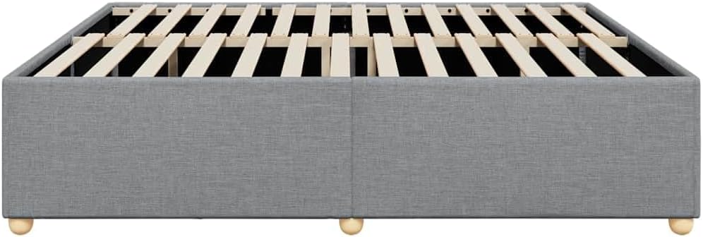 Light Grey Fabric Bed Frame King Size with Durable Slatted Platform Foundation, Sturdy Heavy-Duty Design, Easy Assembly, Modern Minimalist Bedroom Furniture for Stable Mattress Support