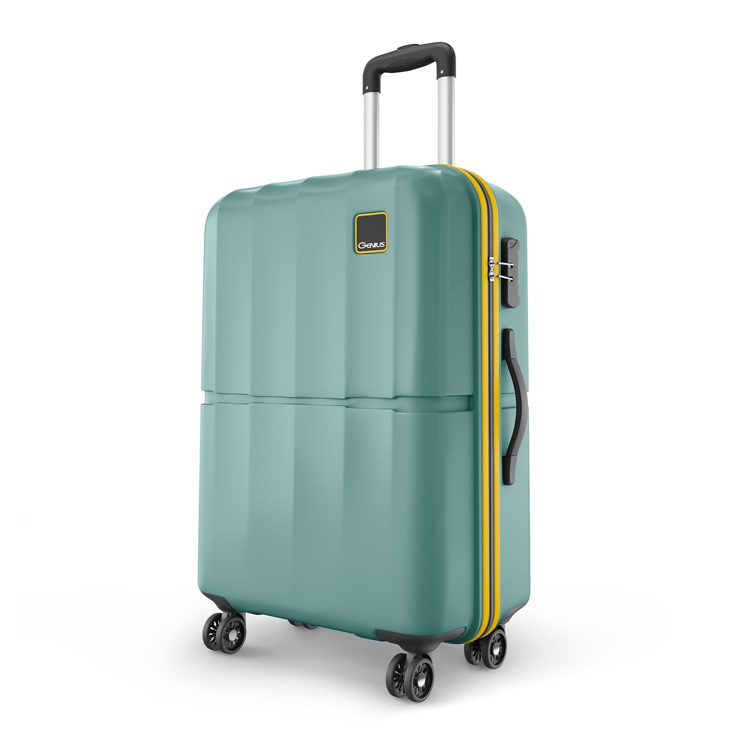 Genius Theo 8 Wheels 66cm Medium Size Check-in Trolley Bag, Hard Case Polycarbonate, 360 Degree Wheeling Luggage, Suitcase for Travel, Trolley Bags for Travel, Sage Green