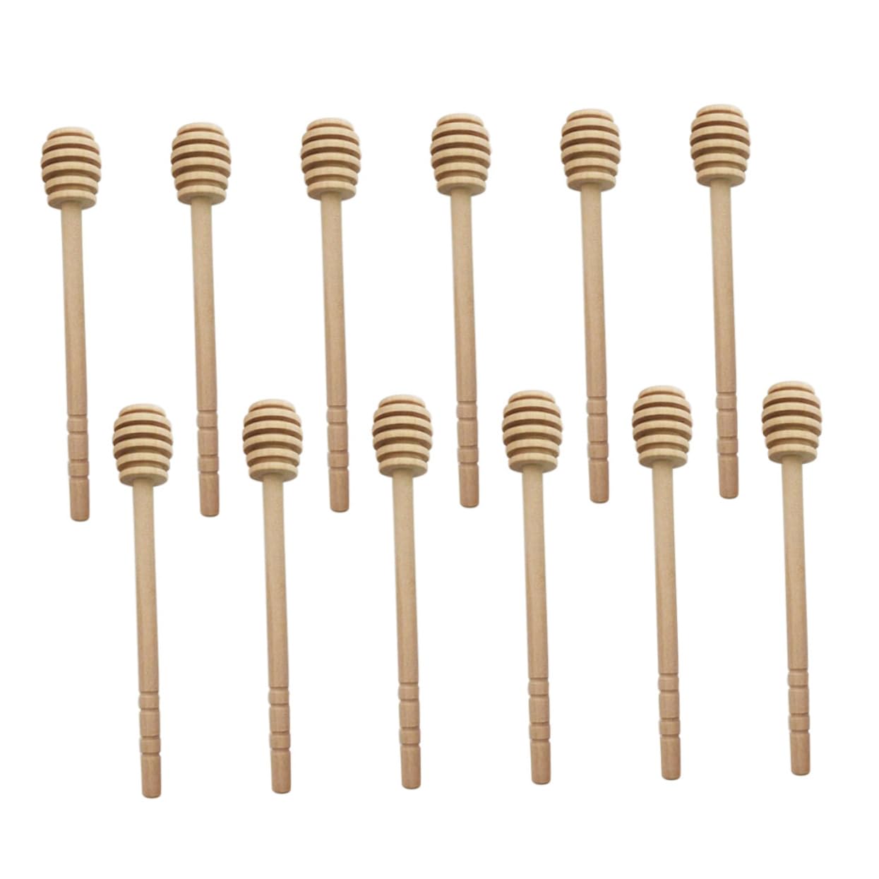 FUNOMOCYA 12pcs Wooden Honey Dippers Honey Sticks Honey Stir Sticks Honey Stirrer Syrup Stirrer Honey Stirring Spoon re-usable