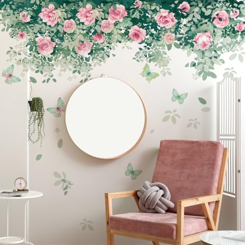 Vinilo Decorativo Floral Rosa y Mariposa miniatura 4