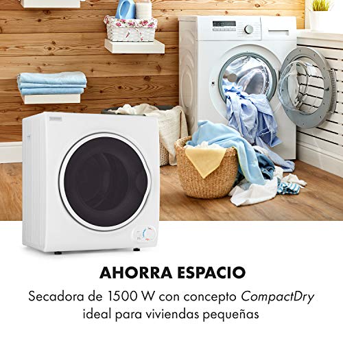 Klarstein-Jet-Set-4000-Secadora-de-ropa-Carga-frontal-Potencia-1400-W-Independiente-EEC-C-4-kg-Resistencia-de-PTC-Calor-de-hasta-60-C-Programable-de-20-a-200-minutos-Compacta-Blanco