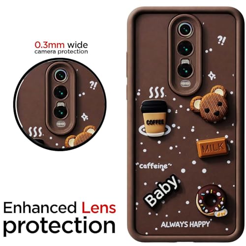 Image of Bintage Case Ball Bear| Donut| Milk Cake| Baby| Coffee Rubber Case Camera Protection Back Cover Compatible for Mi Redmi K20 Pro - Brown