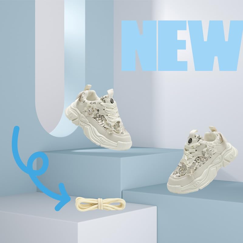 Toddler Gilrs Shoes Sneaker Kids Fashion Crystal Butterfly Tennis Shoes Chunky Platform Casual Walking Shoes Comes with an Extra Pair of Coordinating Shoelaces3