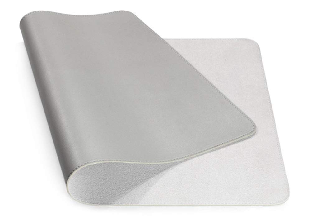 Nonebranded Double-side Portable Desk Pad, Waterproof Desk Blotter Protector, Leather Desk Writing Mat Mouse Pad (Color : Light Grey, Size : 120 X 50 CM)