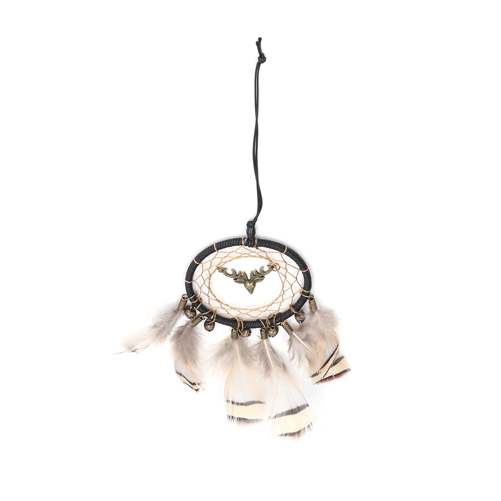 Traumfänger, Wanddekoration, handgefertigt, Bohemian-Stil, Premium-Feder, Metall, Holz, Glücksbringer für Zuhause, Schlafzimmer, Büro, Auto, 29,2 x 7,1 cm