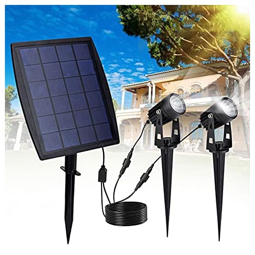 Led Solar Powered Landscape Spotlights, DLLT Waterproof Outdoor Landscaping Lights, 2-in-1 Solar Garden Exterior Wall Light for Tree Flag Yard Pool Lawn Driveway Security Lamps, Wireless Daylight