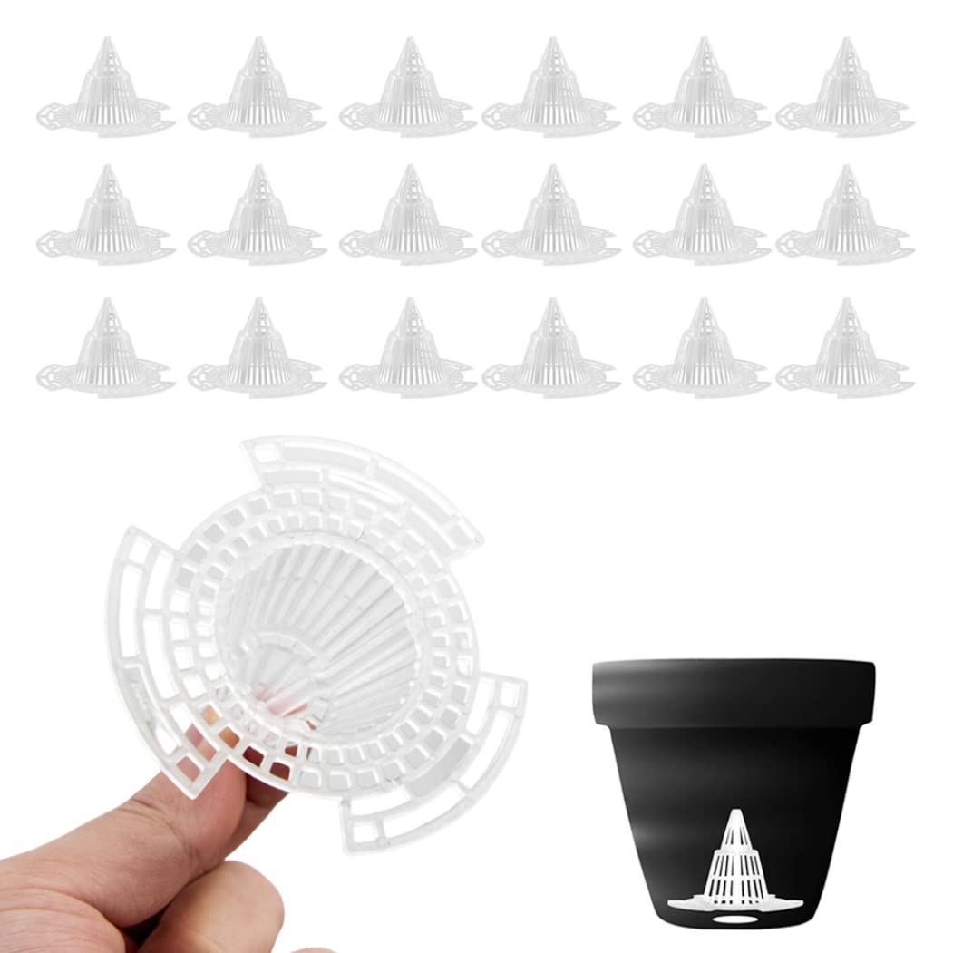 NASSMOSSE Plastic Flower Pot Hole Mesh Pad Cone Shape Plants Bottom Grid Drainage Screen Garden Filters Accessory Nets Prevent Soil Loss 20Pcs